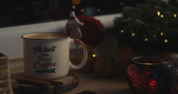 Weihnachtsgetränk Gemütlicher Atmosphäre Nahtlose Schleife Für Die Musikvisualisierung — Stockvideo