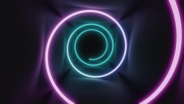 Spirale Neon Tunnel Ciclo Infinito — Video Stock