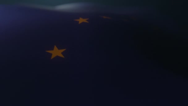 State Flag Alaska Waving Dark Atmospheric Environment Slow Motion Infinite — Stock Video