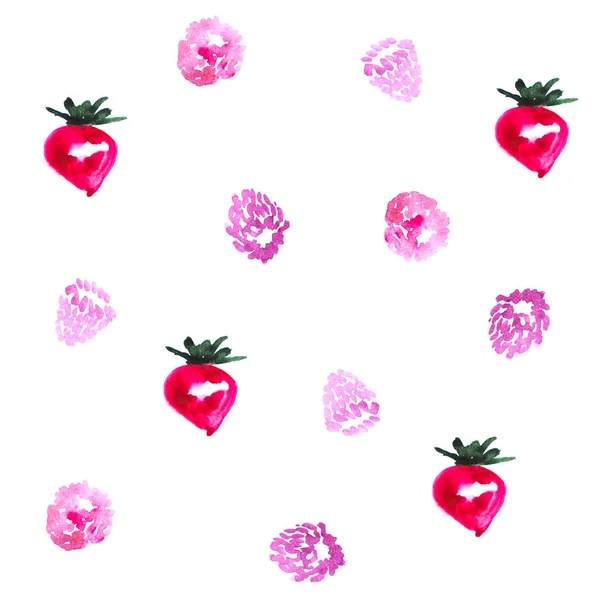 Patrón Acuarela Dibujado Mano Con Frutas Verduras — Foto de Stock