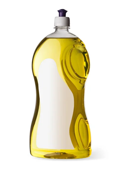 Пластиковая жидкая бутылка с пустой текстовой этикеткой — стоковое фото