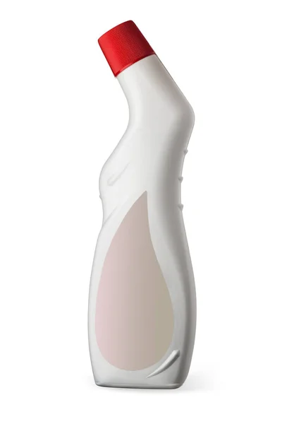 Пластикова пляшка, утеплена на білому тлі, з порожньою етикеткою для тексту . — стокове фото