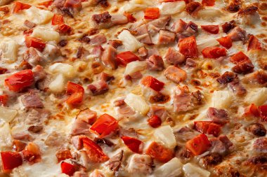 Lezzetli pizza yakın çekim üst görünüm yiyecek arka planı