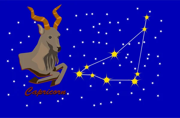 Segno Zodiacale Del Capricorno Con Costellazione — Vettoriale Stock