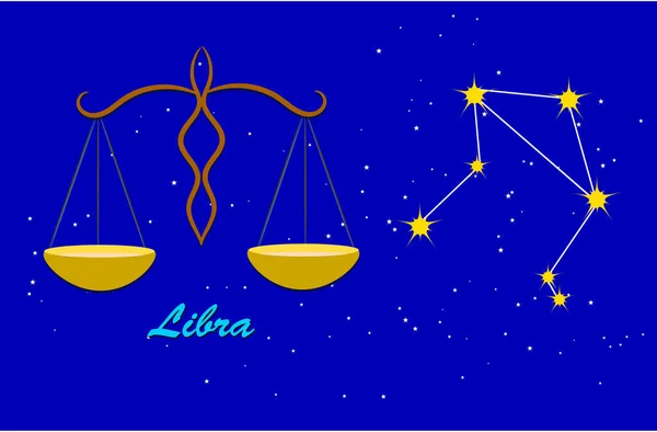 Signo Del Zodiaco Del Equilibrio Con Constelación — Archivo Imágenes Vectoriales