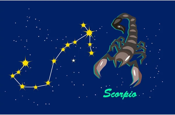Signo Zodiacal Escorpião Com Constelação — Vetor de Stock