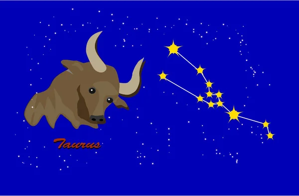 Signe Zodiaque Taureau Avec Constellation — Image vectorielle