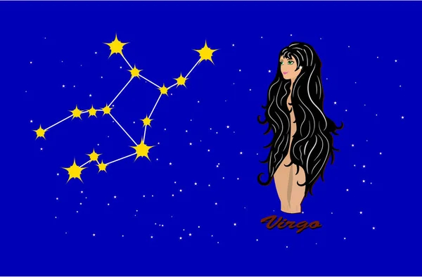 Signe Zodiaque Vierge Avec Constellation — Image vectorielle