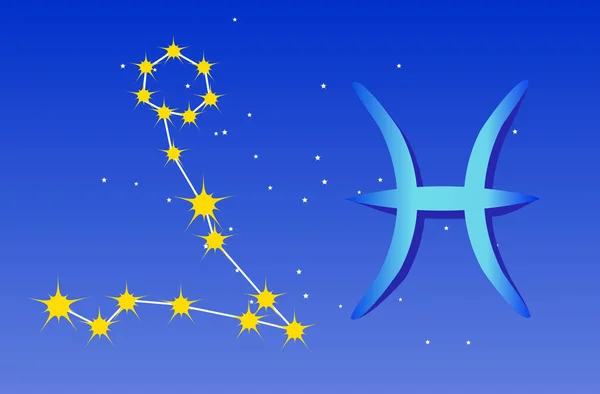 Astrologie Signe Zodiaque Poissons Avec Constellation — Image vectorielle