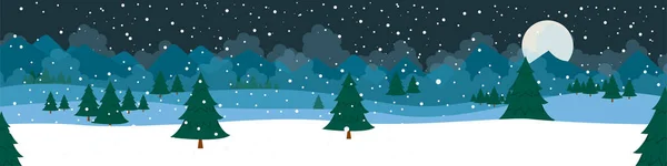 Vector illustration. Winter Mountains landscape with pines and hills. Winter snowy mountains christmas landscape.