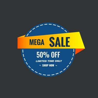 Satış afişi,% 50 'ye kadar indirimli. Satış etiketi şablonu tasarımı. vektör illüstrasyonu.