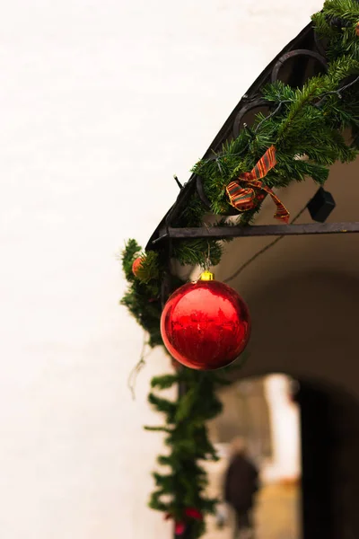 Boule Rouge Sous Forme Décoration Noël — Photo