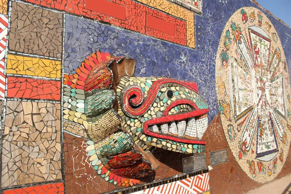 Mosaic Mural Zacatln Las Manzanas Mexico Mural Approximately 100 Meters — Stock Photo, Image