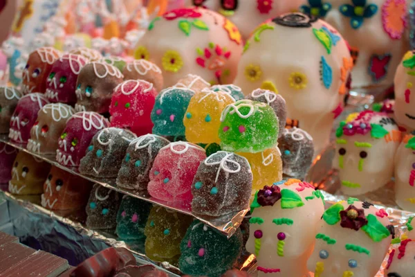 Frijoles Gelatinosos Forma Calavera Típicos Del Día Fiesta Muerta — Foto de Stock