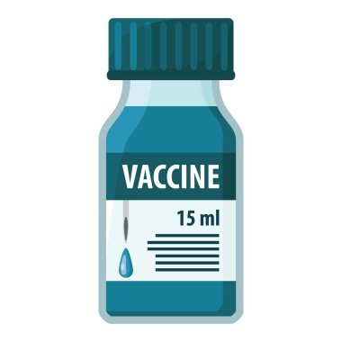 Aşısı olan bir tıbbi ampulün ikonu. Düz stil antiviral aşı. Tasarım ve web için beyaz arkaplanda izole edilmiş vektör illüstrasyonu.