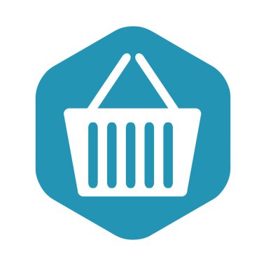 Yemek sepeti ikonu. Mağazalarda katlanan ürünler için kullanılan bir market sepeti. Tasarım ve web için vektör illüstrasyonuName.