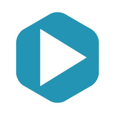 Simgeyi çal. Çalmaya başlamak için simge. Tasarım ve web için beyaz arkaplanda izole edilmiş vektör illüstrasyonu.