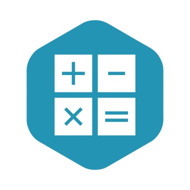 Hesap makinesi simgesi. Matematiksel hesaplamalar için bir aygıt veya program sembolü. Beyaz arkaplanda izole edilmiş tasarım ve ağ için vektör illüstrasyonu.
