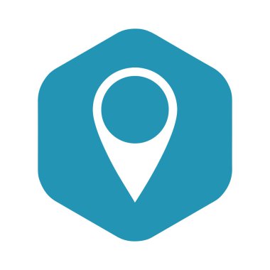 Simge pin konumu. Haritada bir yeri gösteren bir simge. Beyaz arkaplanda izole edilmiş tasarım ve ağ için vektör illüstrasyonu.