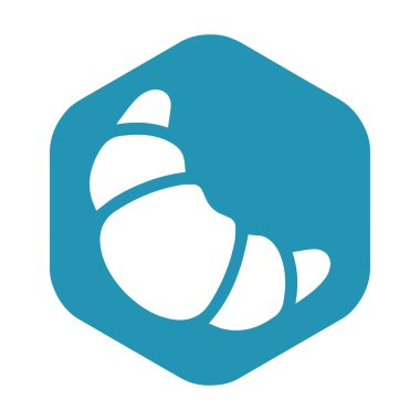 Kruvasan ikonu. Puf böreğinden yapılmış lezzetli ekmek ve fırın ürünü. Tasarım ve web için beyaz bir arkaplanda izole edilmiş vektör illüstrasyonu.