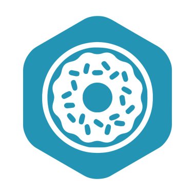 Çörek ikonu. Kremalı ve serpiştirilmiş lezzetli fırın ürünü. Tatlıdan kahveye. Tasarım ve web için beyaz bir arkaplanda izole edilmiş vektör illüstrasyonu.