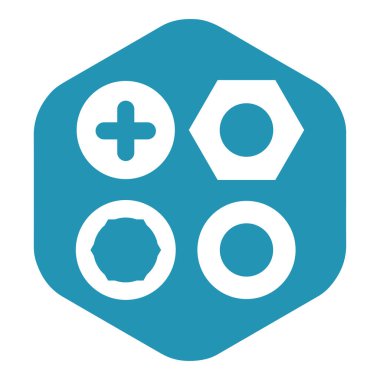 Kadın vida ikonu seti. Seviştiğin için kısmen. İnşaat ve onarım aletleri. Tasarım ve web için beyaz bir arkaplanda izole edilmiş vektör illüstrasyonu.