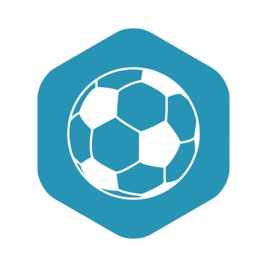 Futbol topu ikonu. Futbol maçının topu basit bir stilde. Beyaz arkaplanda izole edilmiş tasarım ve ağ için vektör illüstrasyonu.
