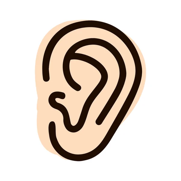 Ucho Ušní Kost Člověka Jednoduchém Stylu Orgán Pro Slyšení Vektorové — Stockový vektor