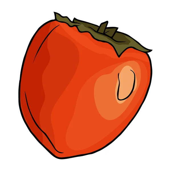 Persimmon Delicious Oriental Fruit Bright Orange Fruit Simple Cartoon Style — Stock Vector
