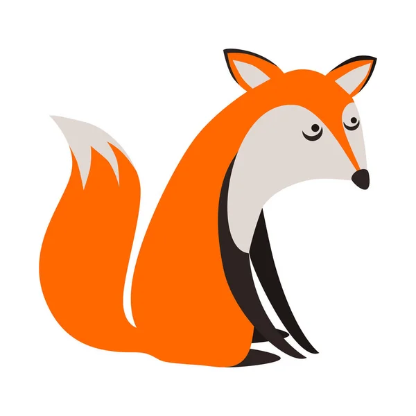 可爱的红狐狸 坐着狐狸 用于设计和网络的卡通风格的白色背景上的矢量图形 — 图库矢量图片