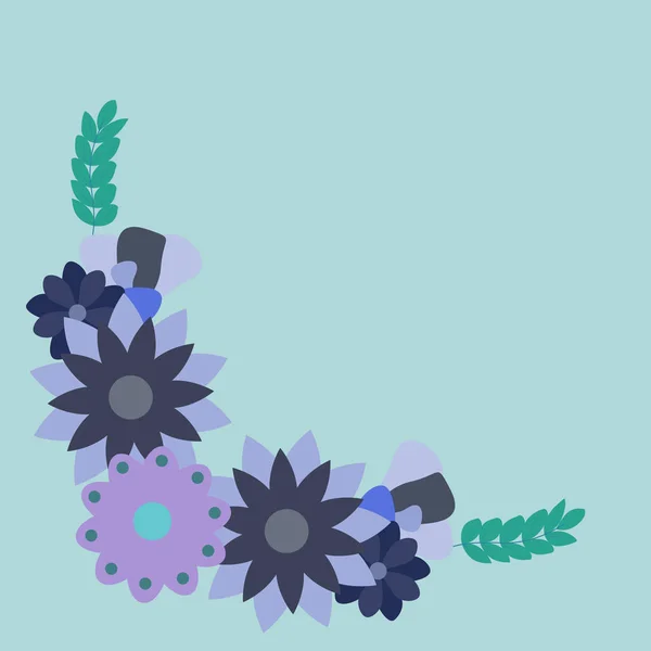 Картка з елементами синьо-фіолетових квітів . — стокове фото