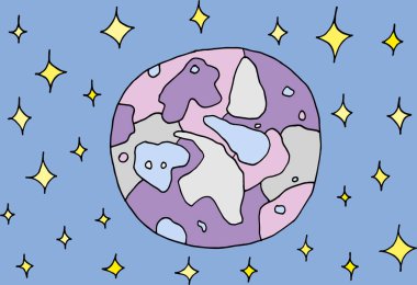 Bilinmeyen pembe gezegenli soyut illüstrasyon