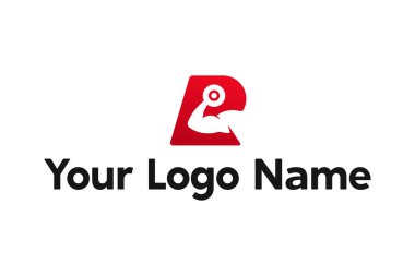 El ve dambıl logosu tasarımının vektör çizimi. Beyaz bir arkaplanda izole edilmiş.