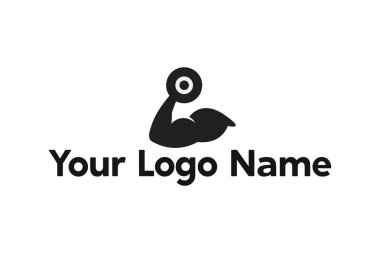 El ve dambıl logosu tasarımının vektör çizimi. Beyaz bir arkaplanda izole edilmiş.