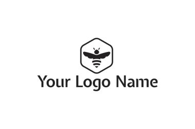 Kara Arı logosu tasarımının vektör çizimi. Beyaz bir arkaplanda izole edilmiş.