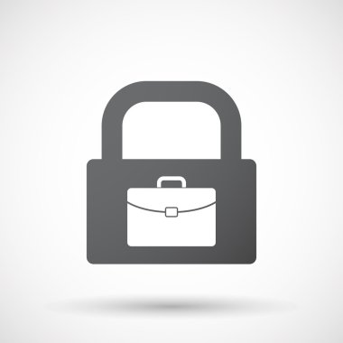 İzole kilit pad simgesi ile bir evrak çantası