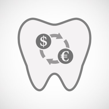 İzole satırı sanat diş simgesi dolar euro döviz işareti
