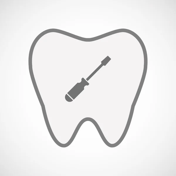 Изолированная иконка зуба с отвёрткой — стоковый вектор