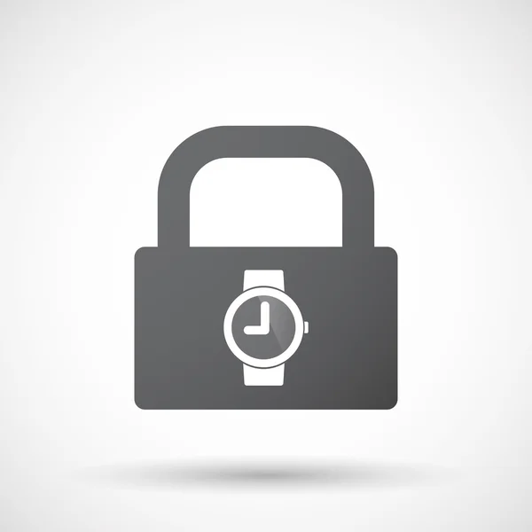 Icono de almohadilla de bloqueo aislado con un reloj de pulsera — Vector de stock