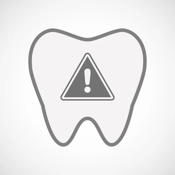 Isolated line art tooth icon with a warning signal — Stock Vector