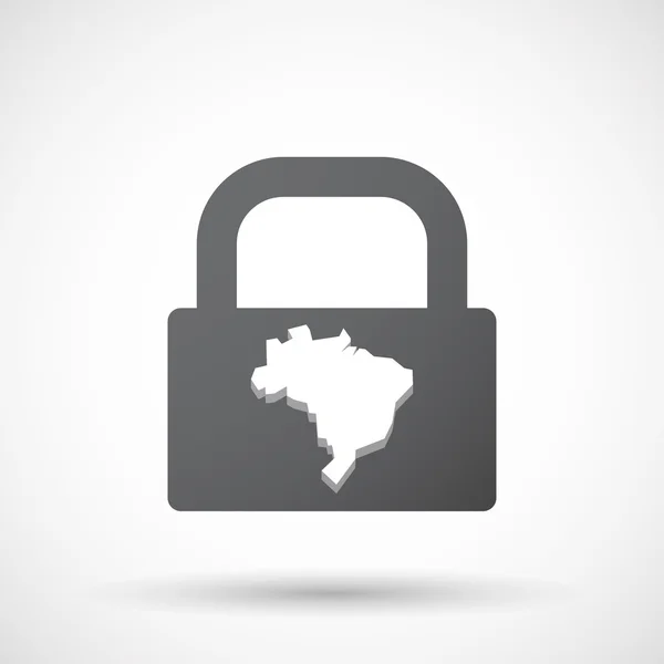 Ícone isolado do bloco de bloqueio com um mapa de Brasil — Vetor de Stock