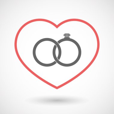 Hat sanat kırmızı kalp iki gümrüklü alyans ile izole