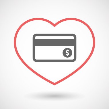 Kredi kartı ile izole hat sanat kırmızı kalp