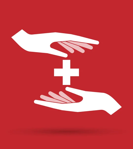 Geïsoleerde paar handen beschermen of het geven van de Zwitserse vlag — Stockvector