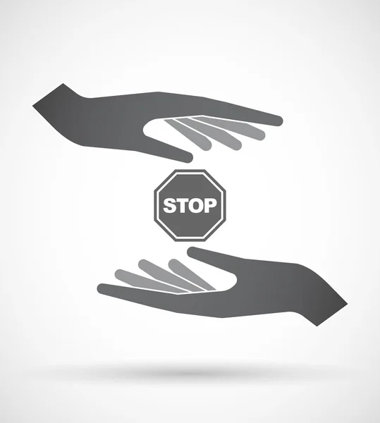 Par isolado de mãos protegendo ou dando um sinal de parada — Vetor de Stock