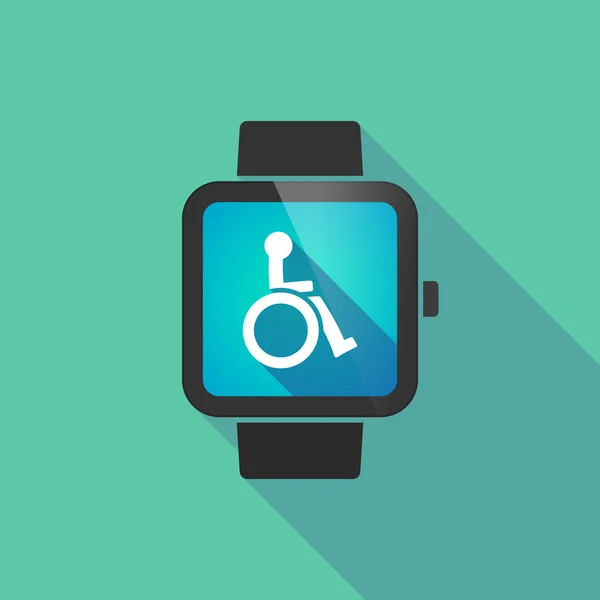 車椅子 ico で人間の姿で長い影スマートな時計 — ストックベクタ