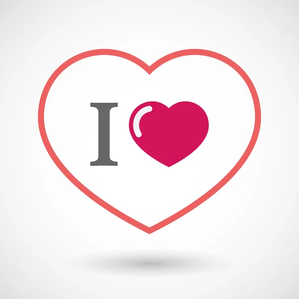 Linha isolada arte coração vermelho com um glifo "Eu gosto" — Vetor de Stock