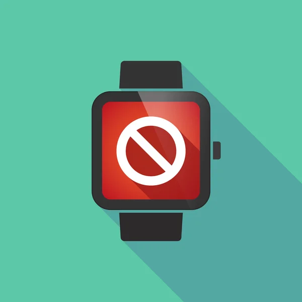 Slimme horloge lang schaduw met een verboden teken — Stockvector