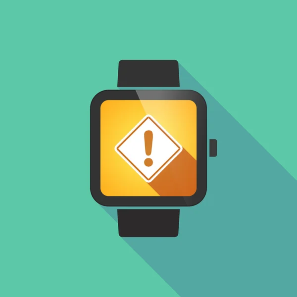 Długi cień inteligentny zegarek znak drogowy ostrzegawczy — Wektor stockowy