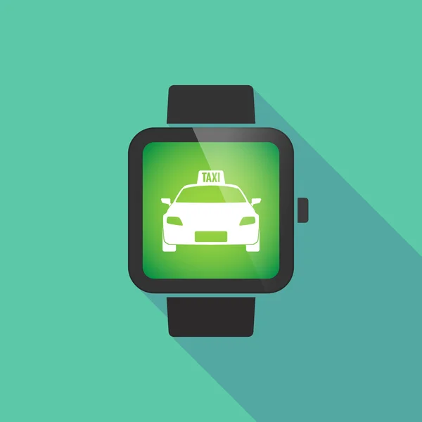Long shadow smart watch with  a taxi icon — Stock Vector